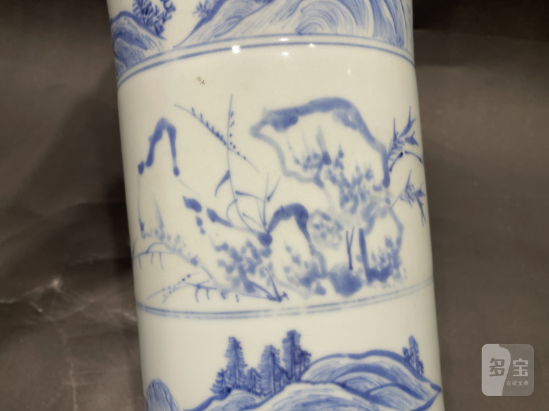 清康熙 青花蹴鞠图花觚 - 图6